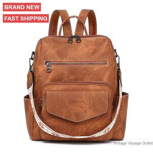 PU Leather Backpack Purse for Women, Convertible Shoulder Bag, 8 Pockets